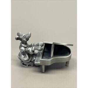 Schmid Fine Pewter Mouse Playing Piano Figurine Vintage 1978 2‎ pc #0045